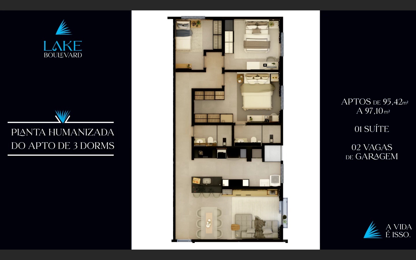 Planta — Apartamento 3 quartos