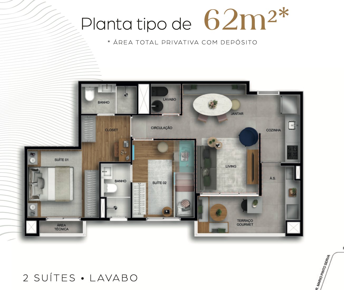 Planta — Apartamento 2 suítes