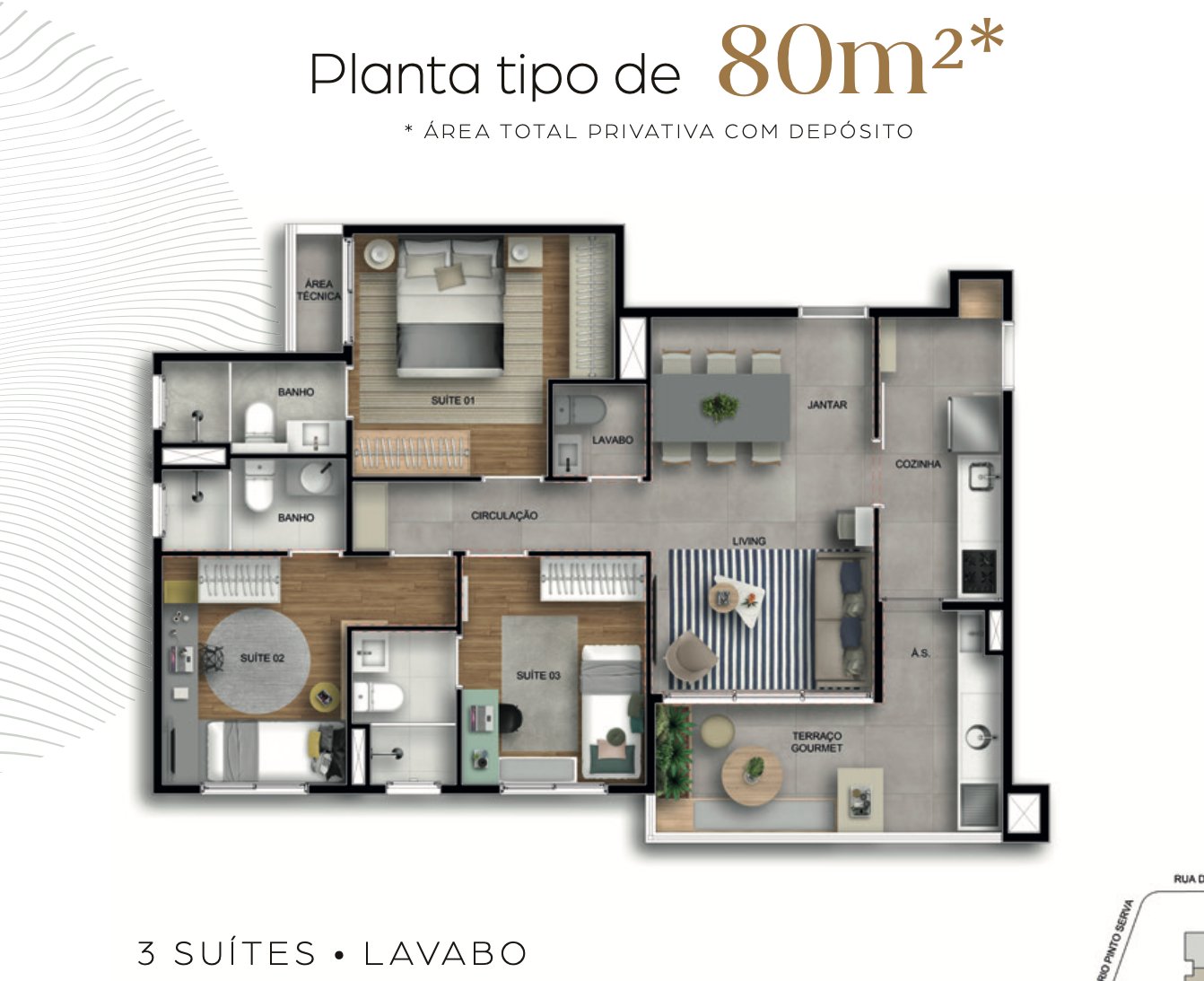 Planta — Apartamento 3 suítes