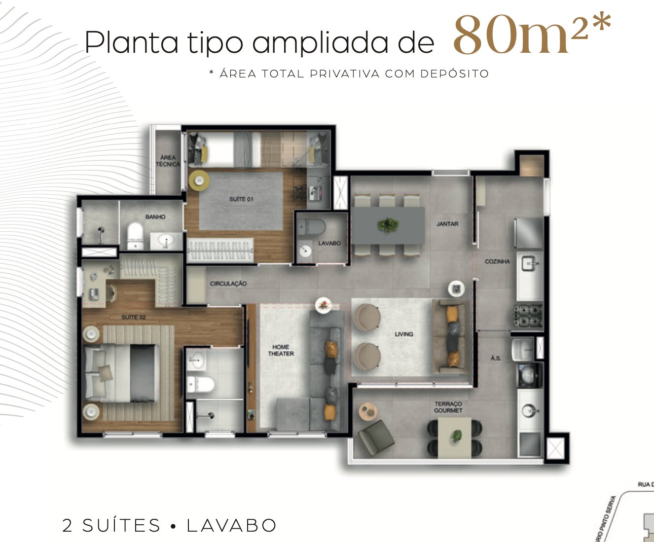 Planta — Apartamento 3 suítes